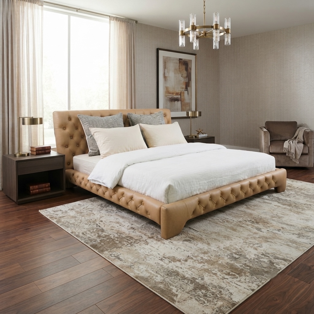 HWAI84 - GIƯỜNG GỖ BỌC DA CAO CẤP - Ảnh 2